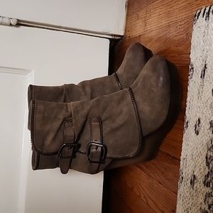 Not Rated Dark Brown Wedge Bootie Size 8.5